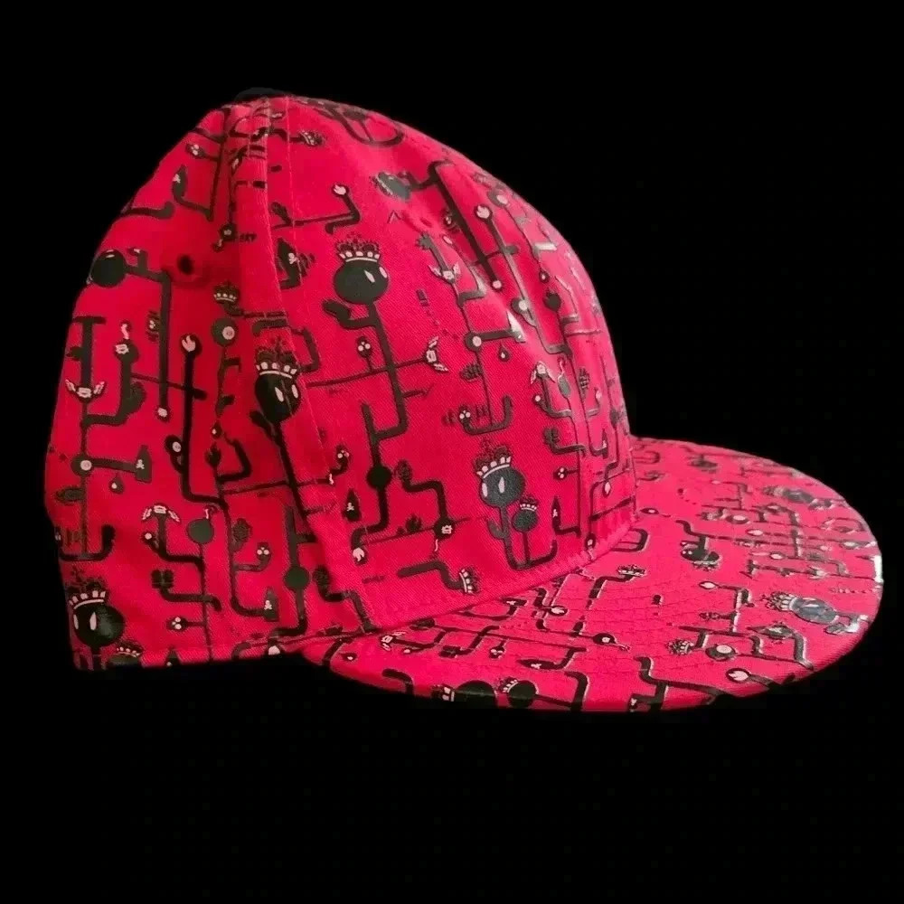 Reverb Black & Red Graphic Print Hat Baseball Cap (sz 7 5/8)